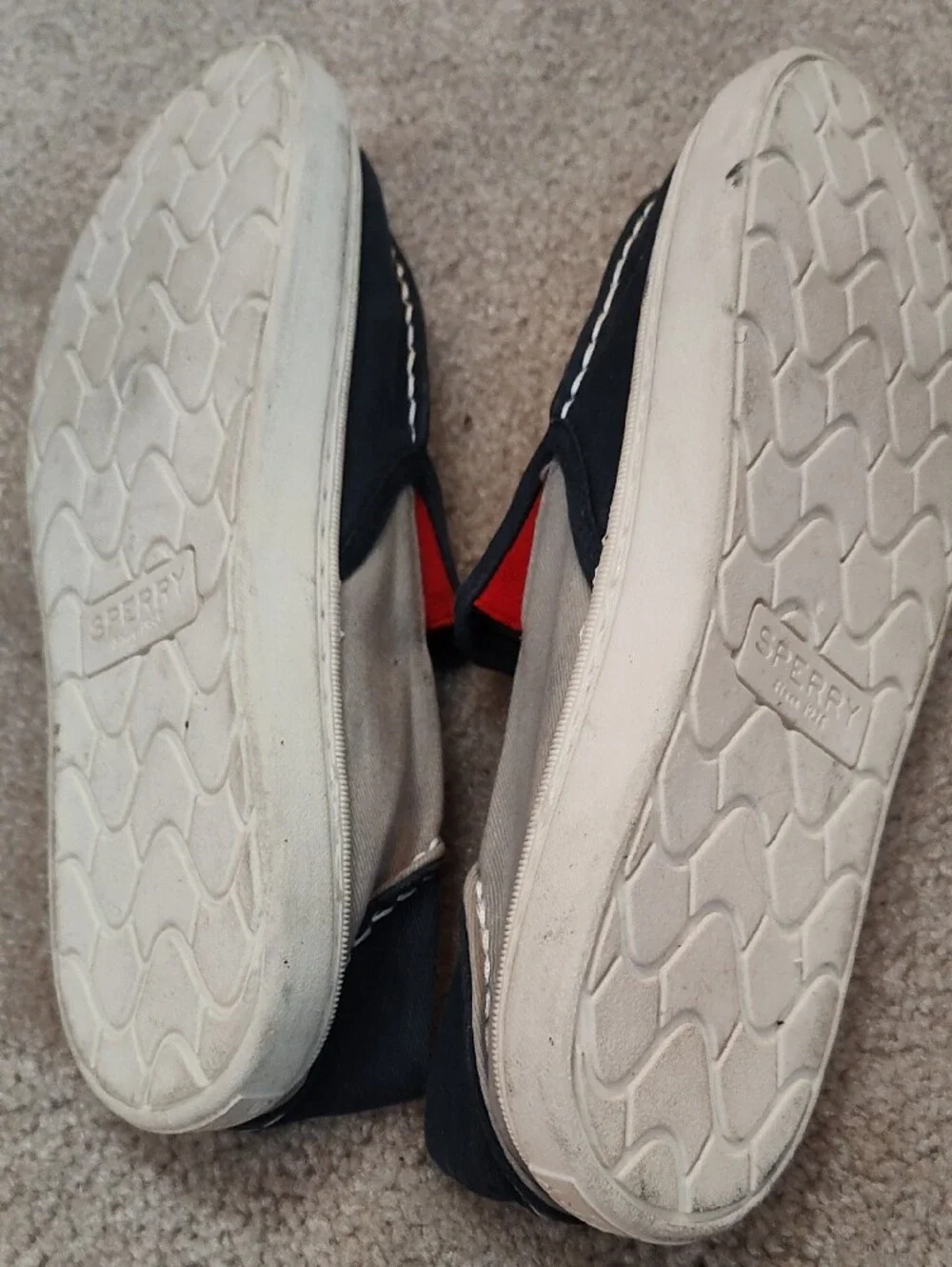Sperry Navy and Cream Slip-On Canvas Boat Shoes